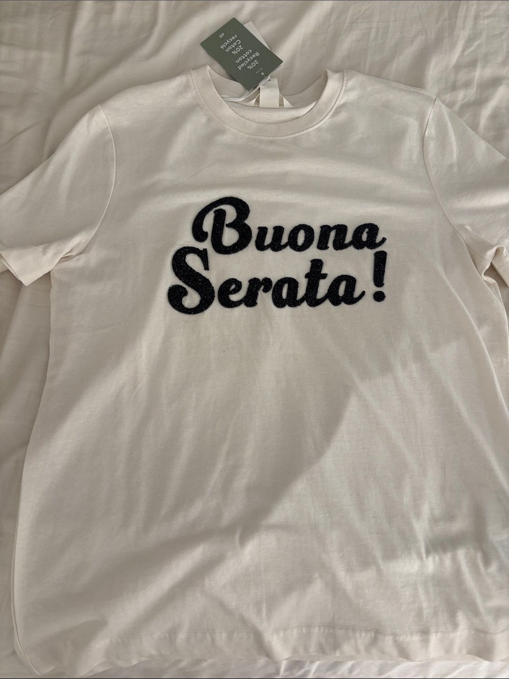 'Buona Serata!' White Graphic Tee H and M NWT size XS